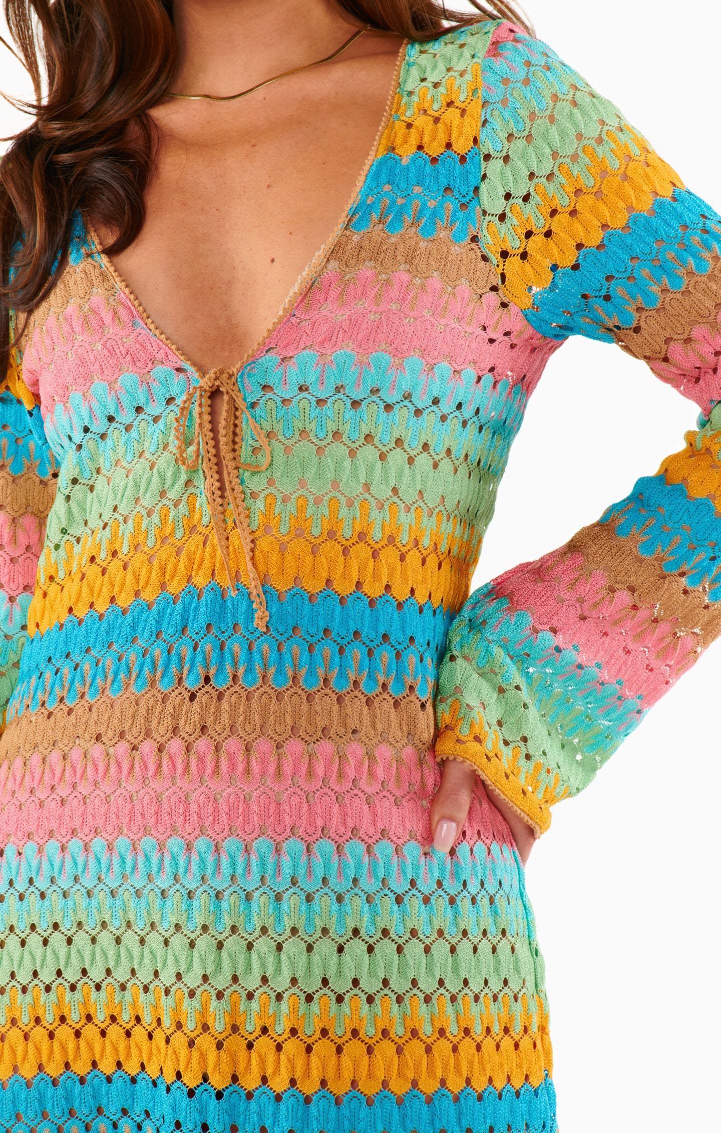 Holiday Striped Crochet Cover-up