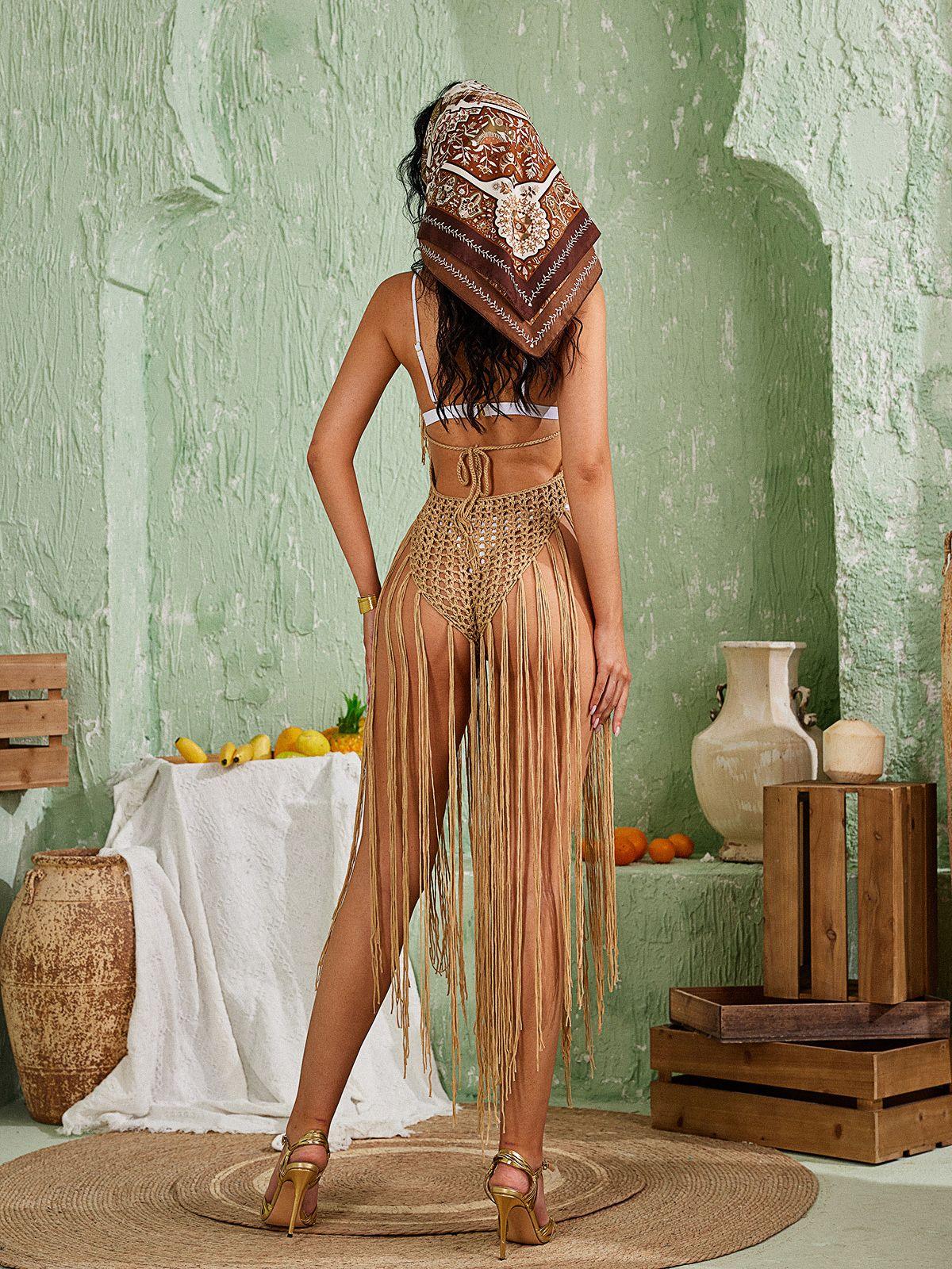 Melvina Knit Fringe Cover Up Dress - Mew Mews