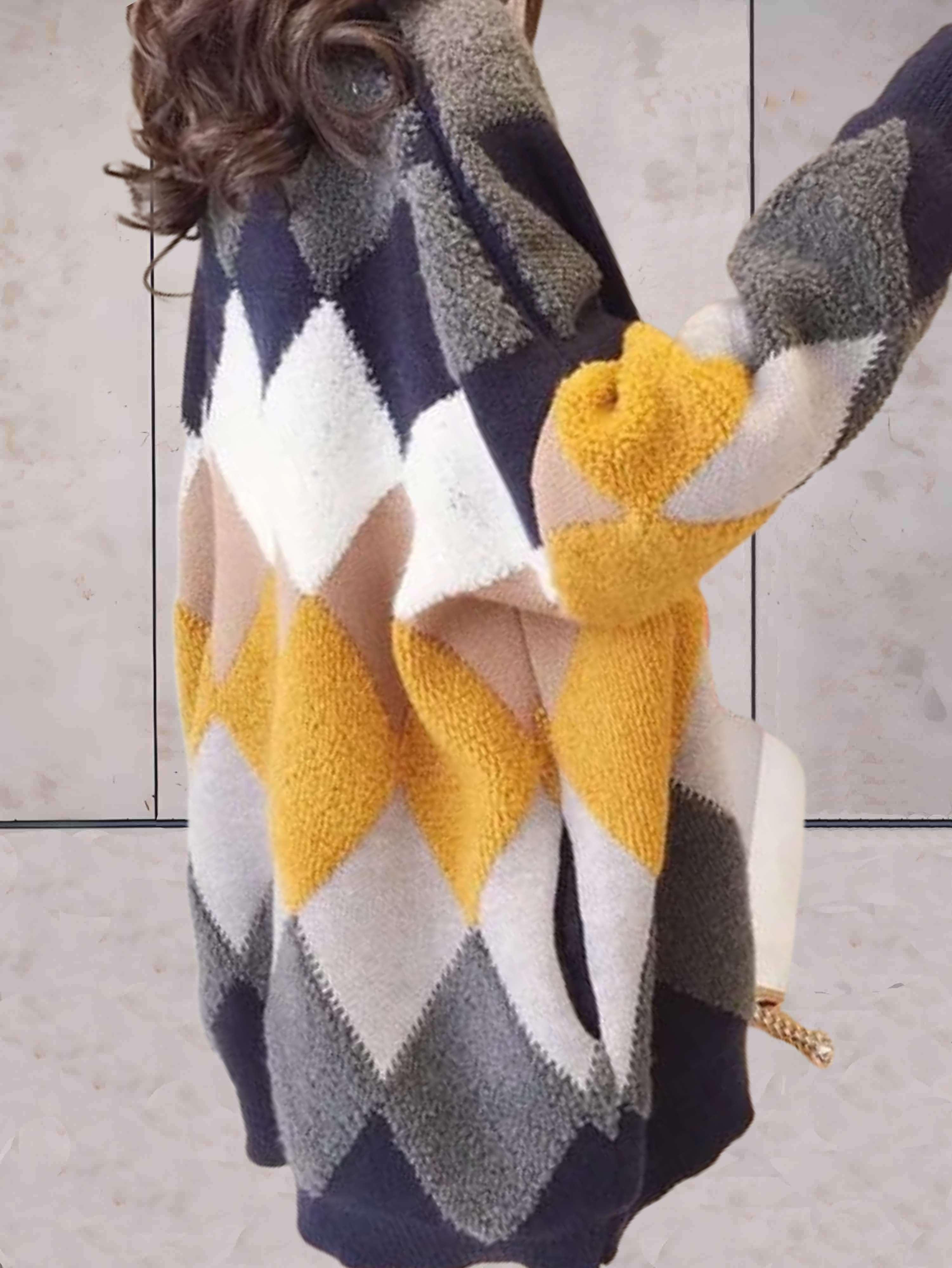 Myka - Pelzstrickpullover mit Karomuster-CALLISTARI