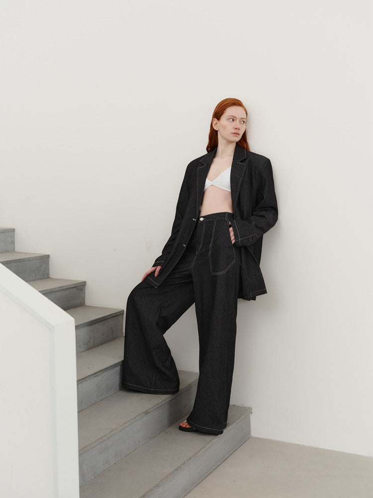 Casual Vintage Denim Blazer-CALLISTARI