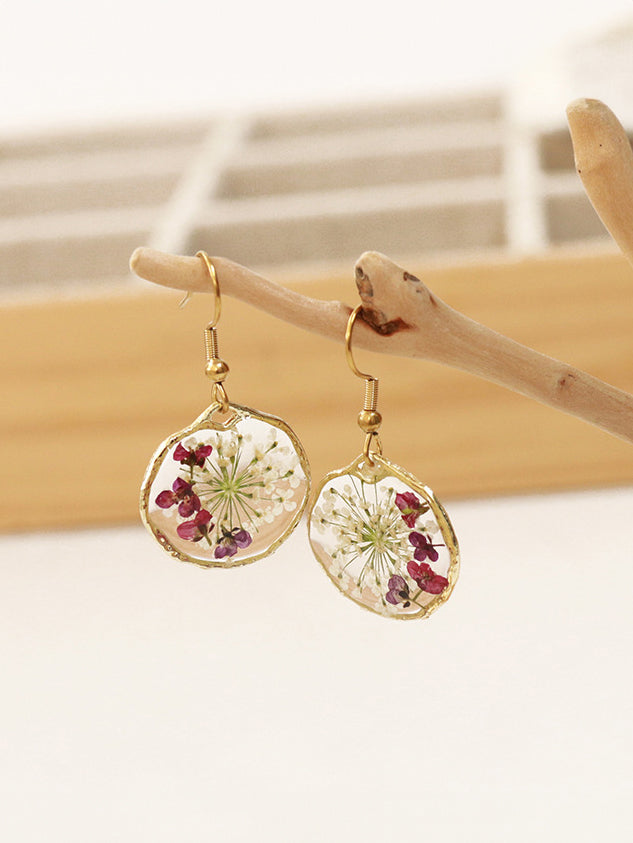 Retro Country Style Dried Flower Earrings-CALLISTARI