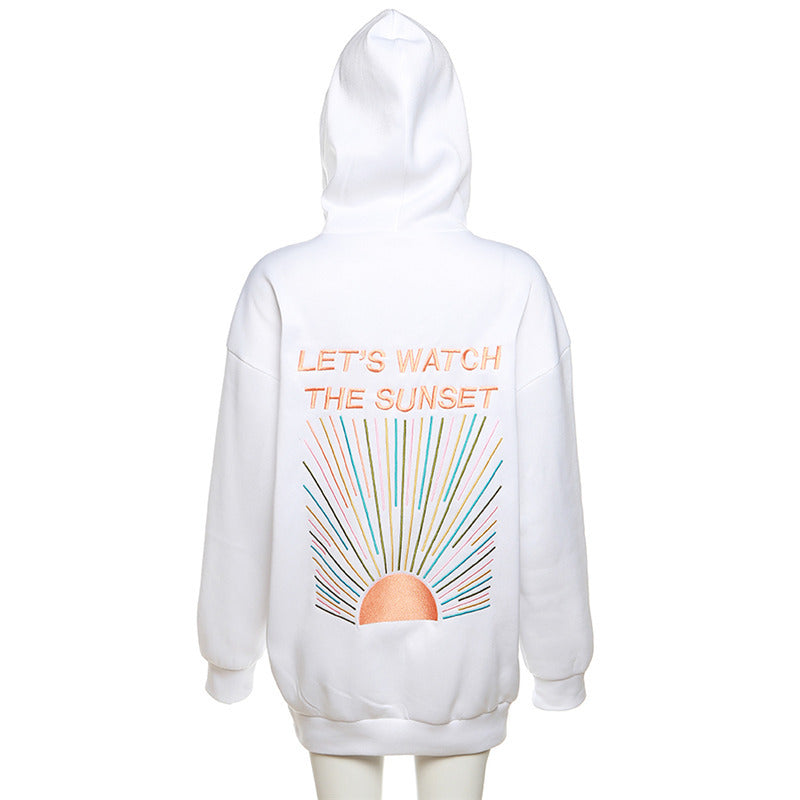 Lets Watch The Sunset Printed Thermal Hoodie-CALLISTARI