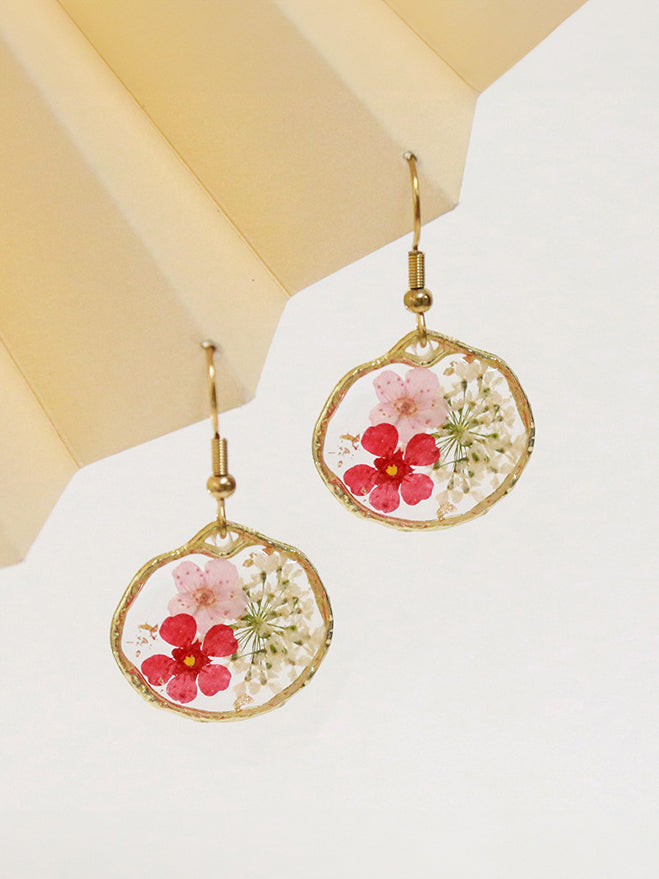 Retro Country Style Dried Flower Earrings-CALLISTARI