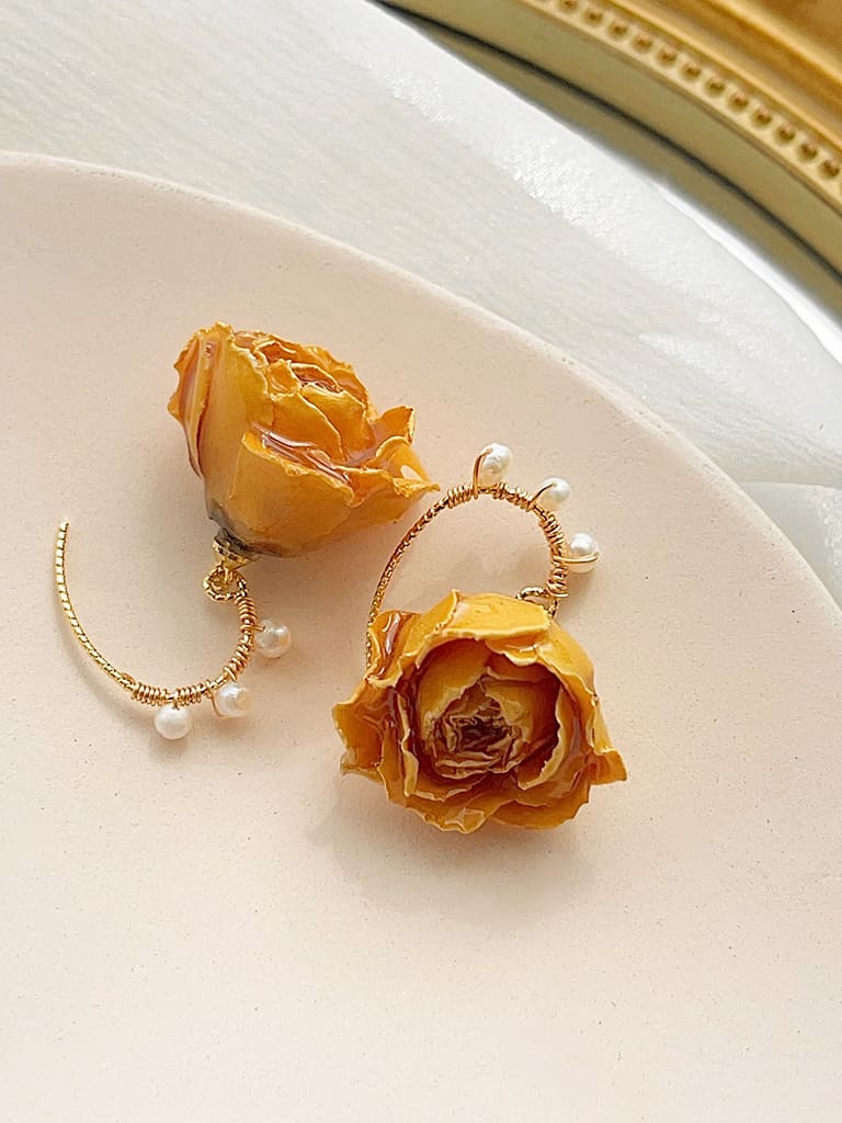 Orange Rose Earrings - Hannah-CALLISTARI