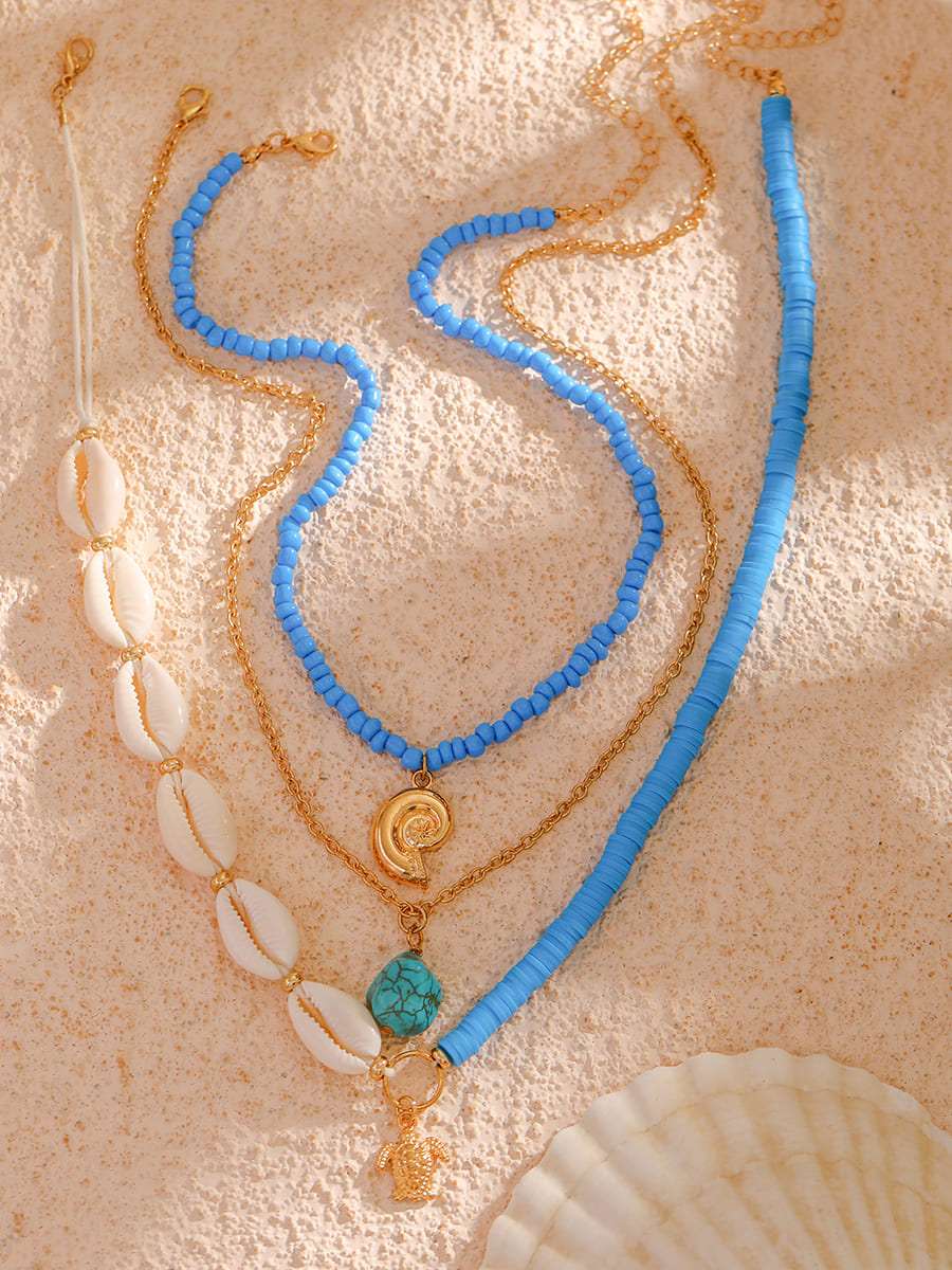 Bora Bora Shell Bead Multi-Layer Necklace Gold-CALLISTARI