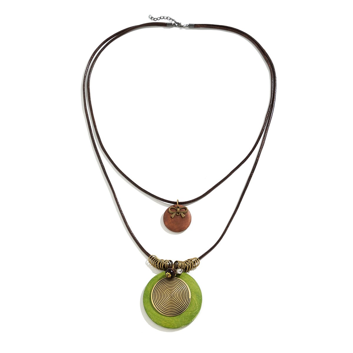 Wooden Disc Beaded Long Necklace-CALLISTARI