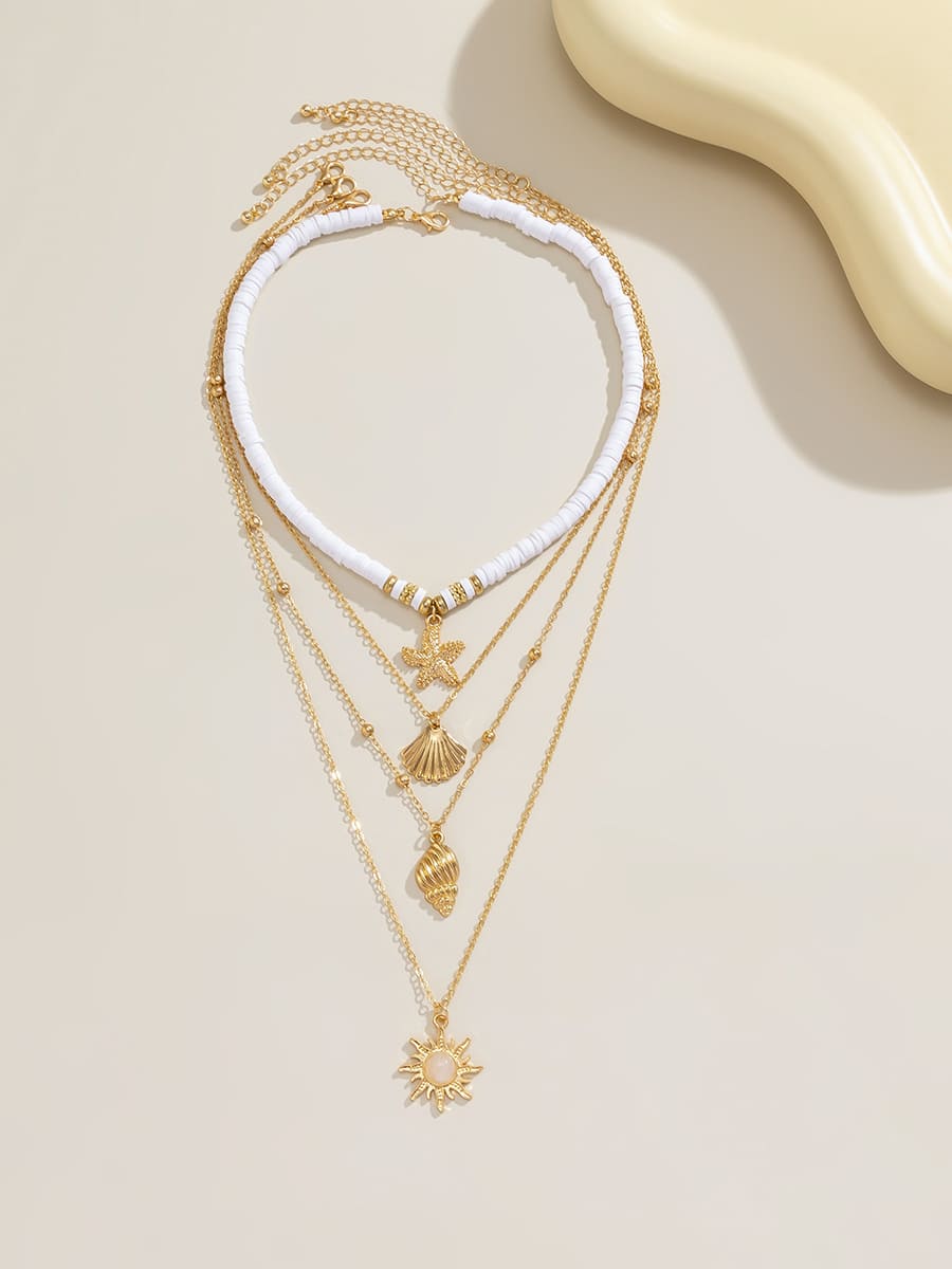 South Pacific Shell Starfish Multi-Layer Necklace Gold-CALLISTARI