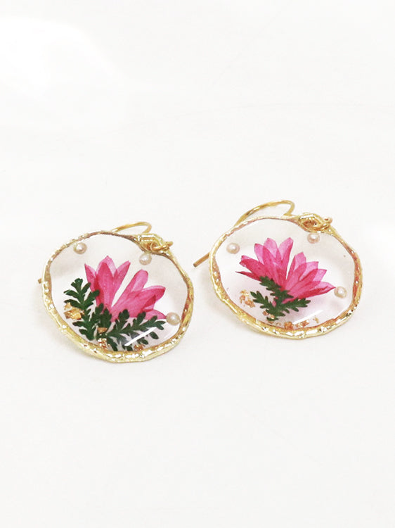 Retro Country Style Dried Flower Earrings-CALLISTARI