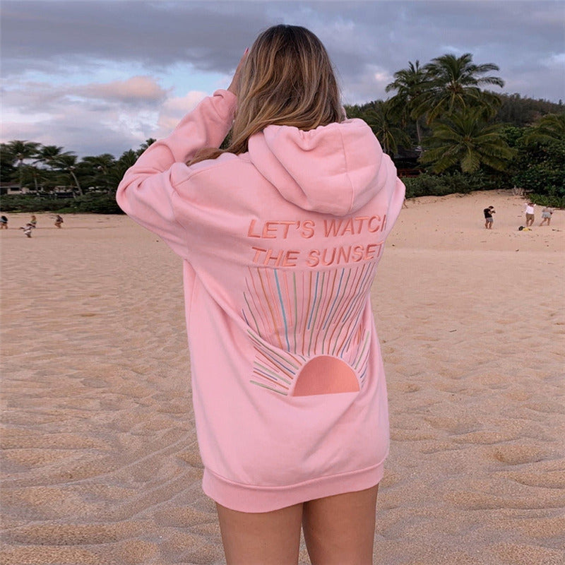 Lets Watch The Sunset Printed Thermal Hoodie-CALLISTARI