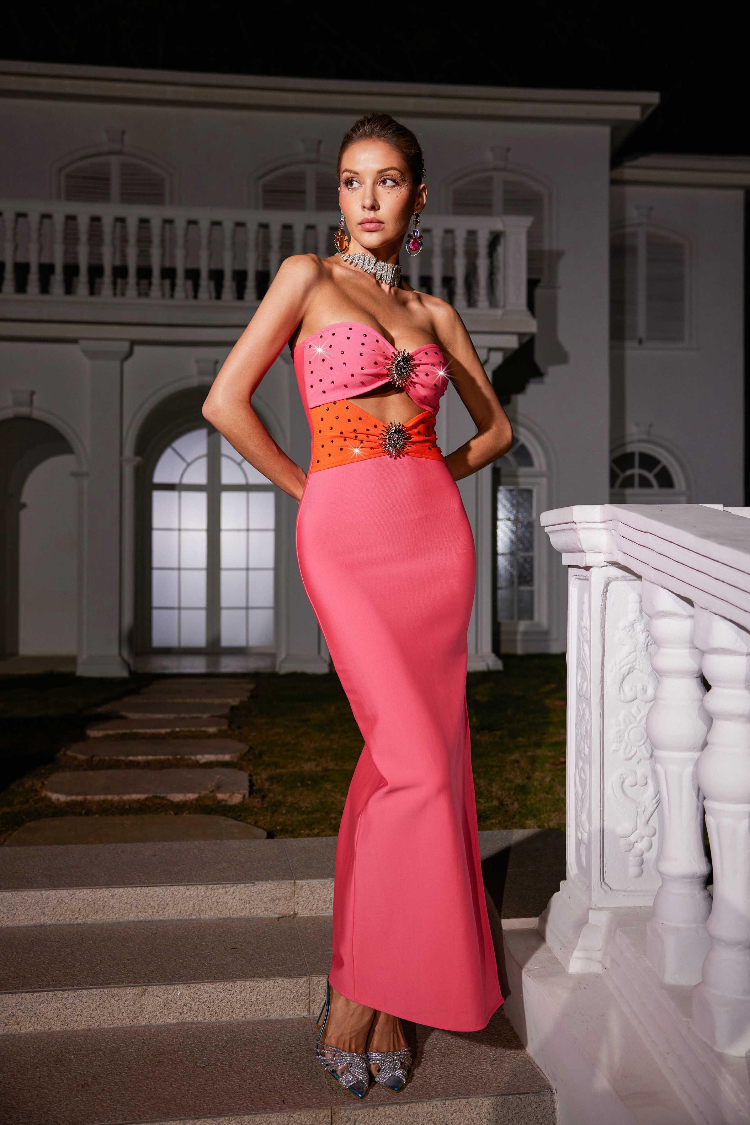 Oriole Crystal Cutout Bandage Dress - Mew Mews