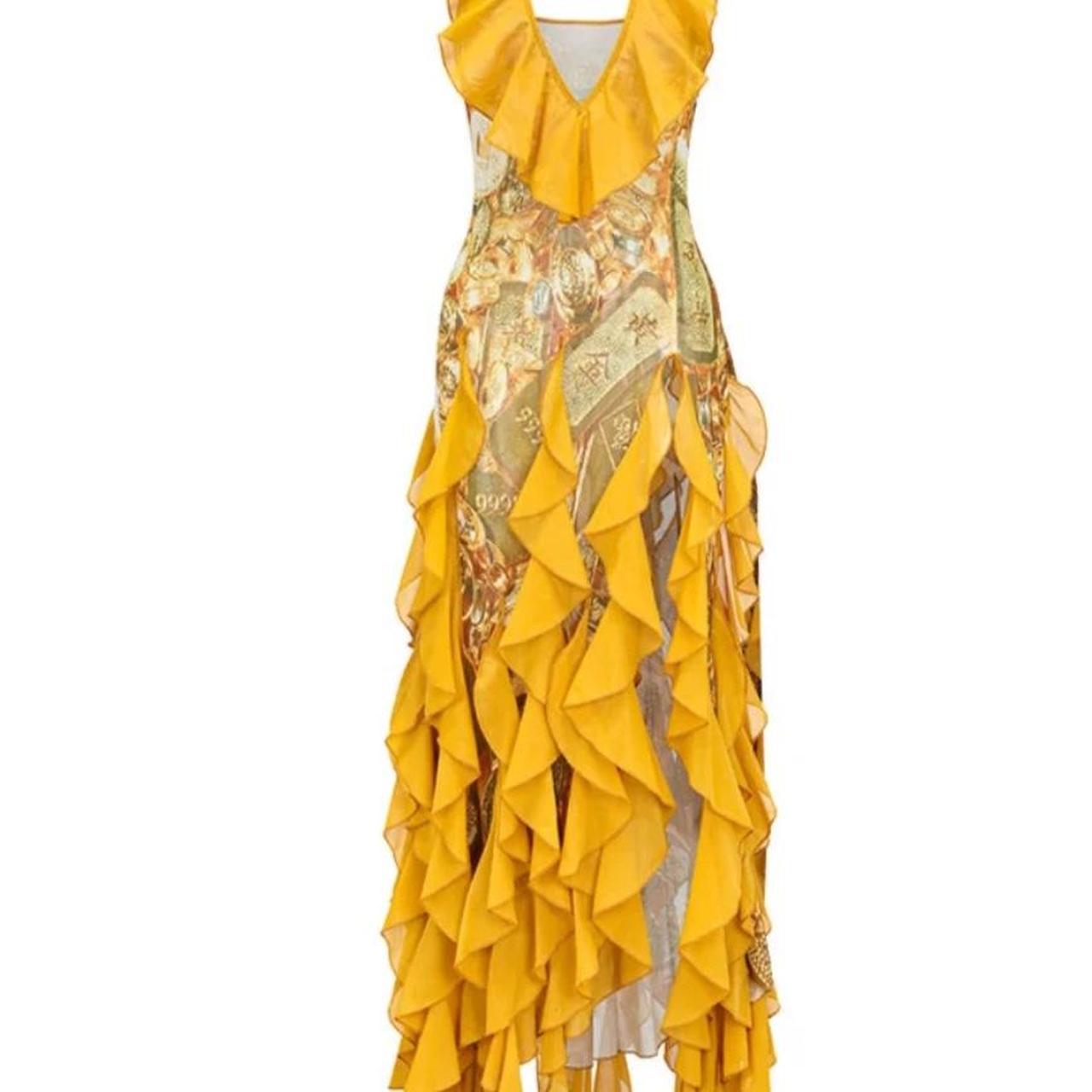 Yellow Ruffled Halter Dress-aritzao