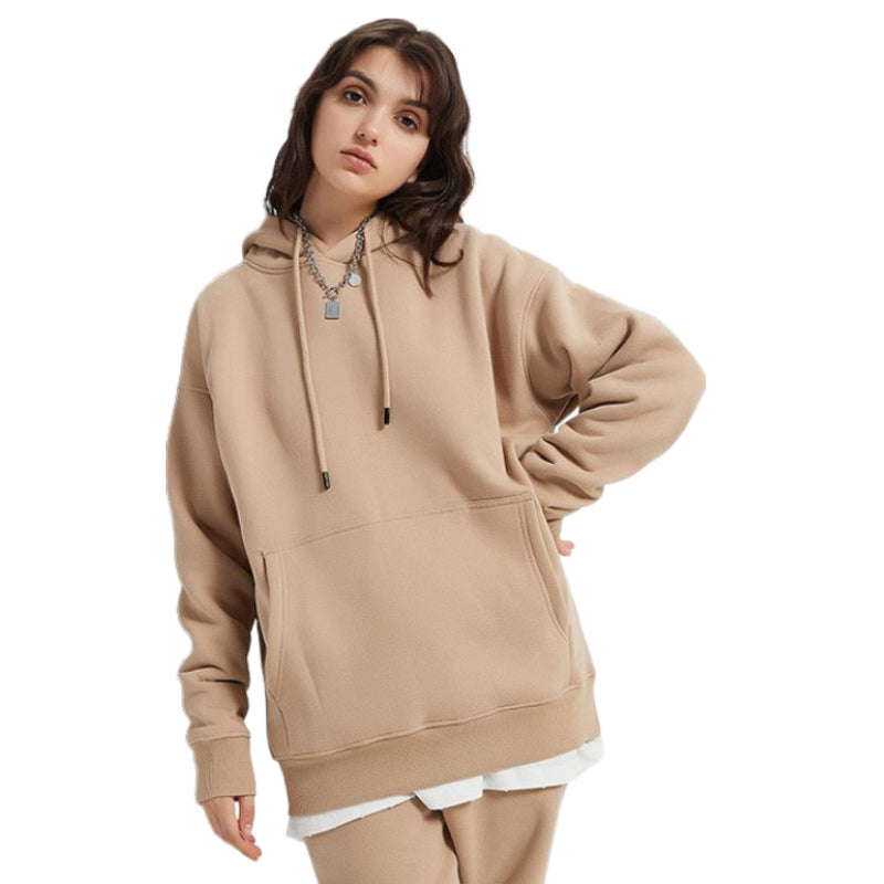 Relaxed Fit Long Fleece Plain Thick Hoodie-CALLISTARI