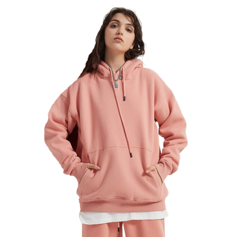 Relaxed Fit Long Fleece Plain Thick Hoodie-CALLISTARI