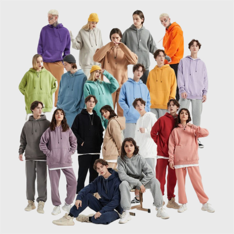 Relaxed Fit Long Fleece Plain Thick Hoodie-CALLISTARI