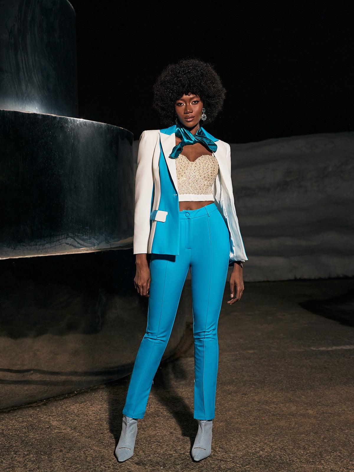 Bess Pearl Embellished Corset Top In White - Mew Mews