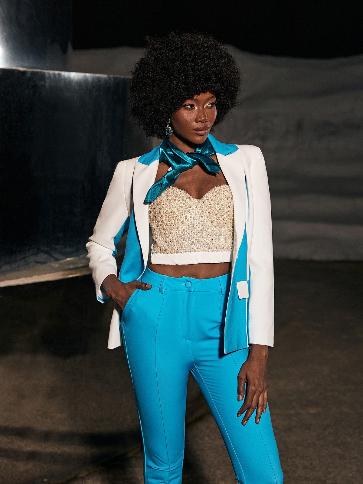 Bess Pearl Embellished Corset Top In White - Mew Mews