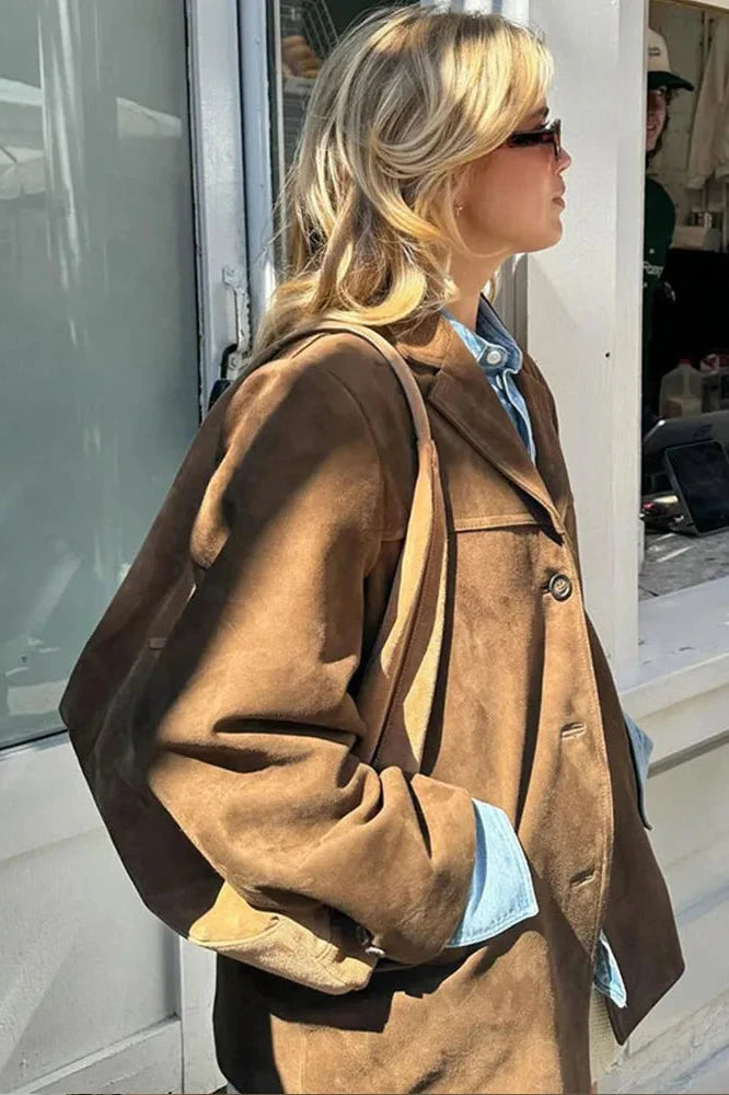 Suede Leather Blazer-aritzao