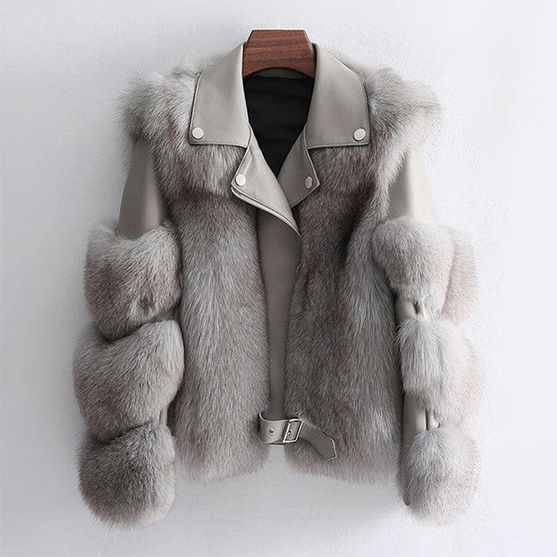 Luxury Leather Fur Jacket-CALLISTARI