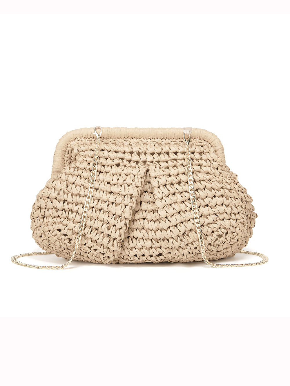 Cloud Dumpling Straw Crossbody Clutch-CALLISTARI