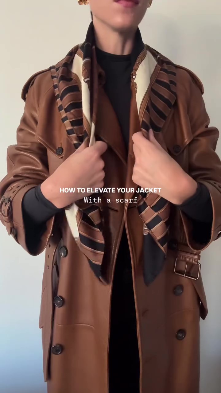 Designer brown leather jacket winter coat