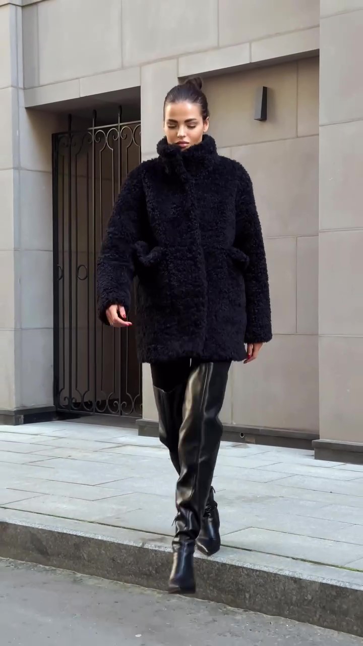 Navy fur winter coat