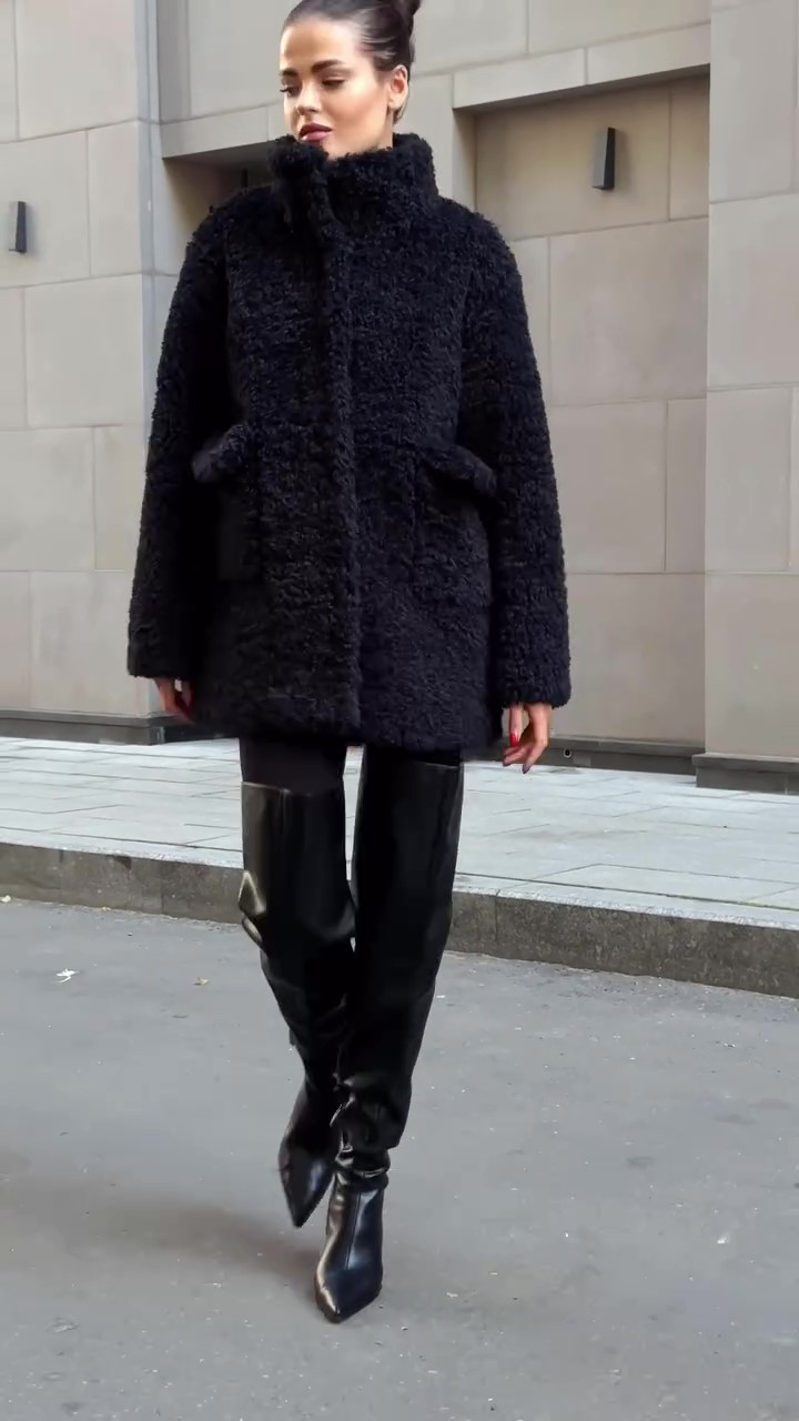 Navy fur winter coat