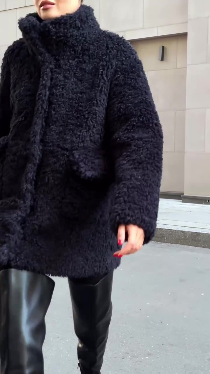 Navy fur winter coat