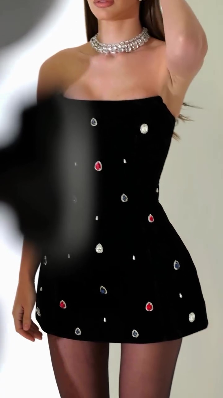 Handmade colored diamond dress