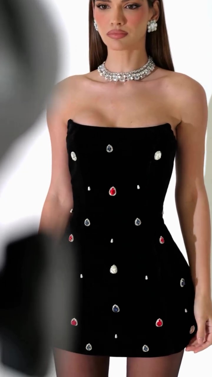 Handmade colored diamond dress