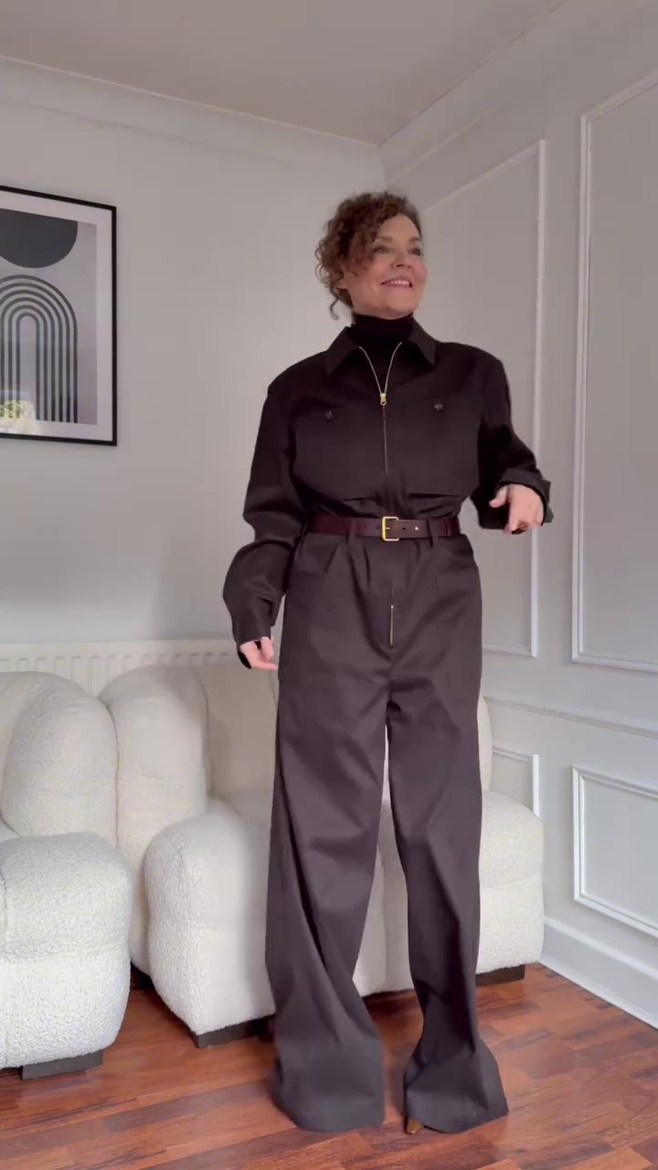 Designer belted work jumpsuit