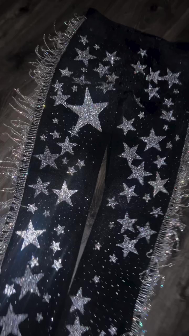 Designer handmade pearl chain jeans