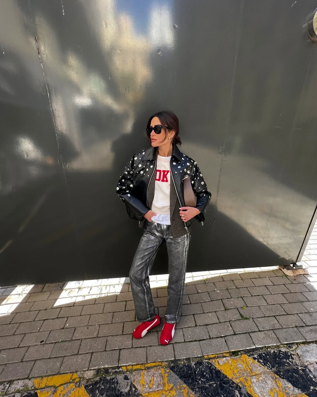 Party Mirrored Black Leather Jacket