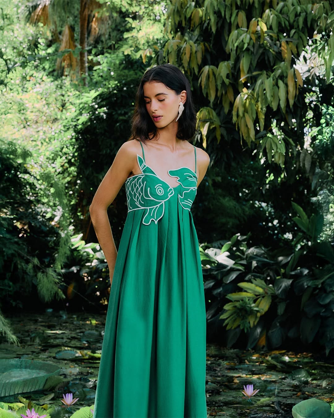 Fish Top Linen Blend Maxi Dress-CALLISTARI