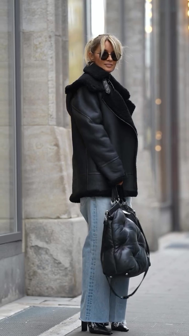 Oversized lapel fur jacket