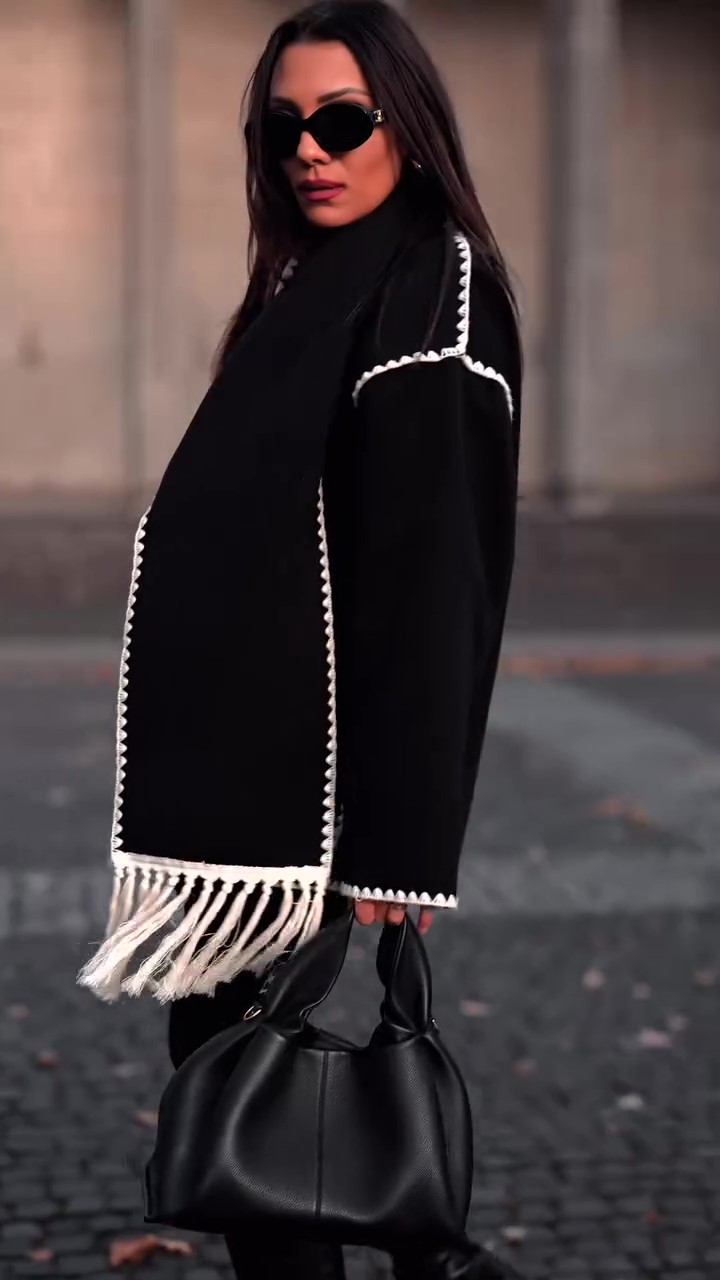 Designer black winter coat