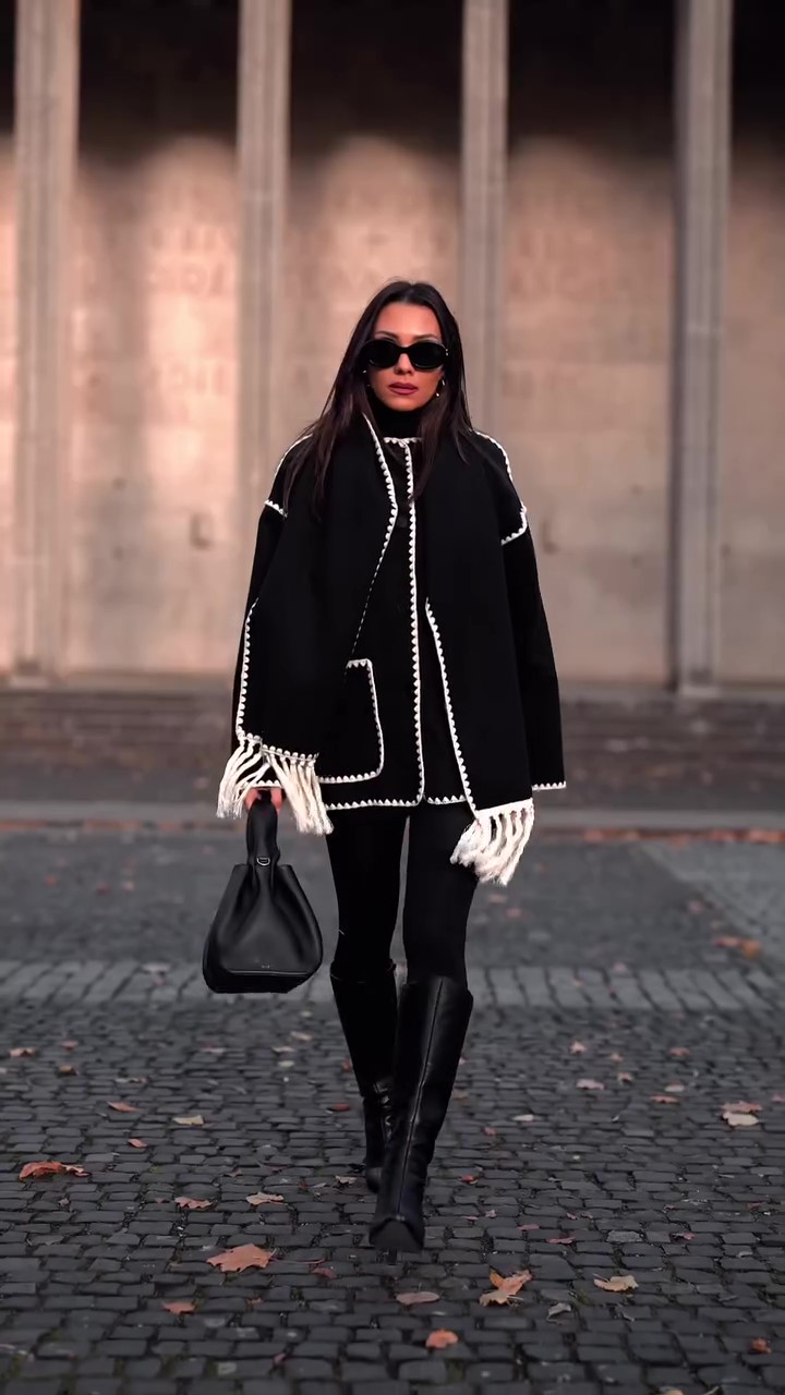 Designer black winter coat