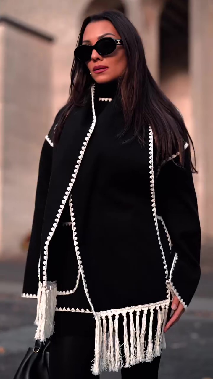 Designer black winter coat