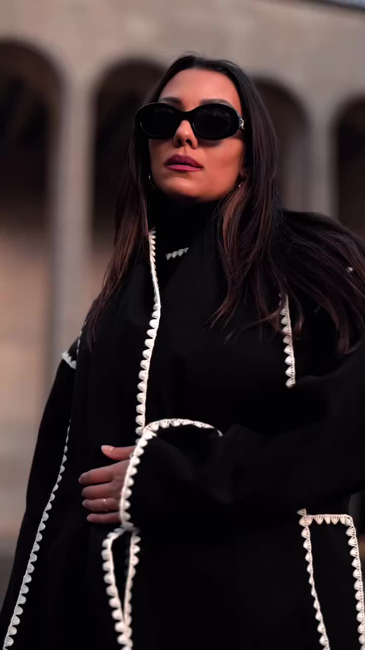 Designer black winter coat