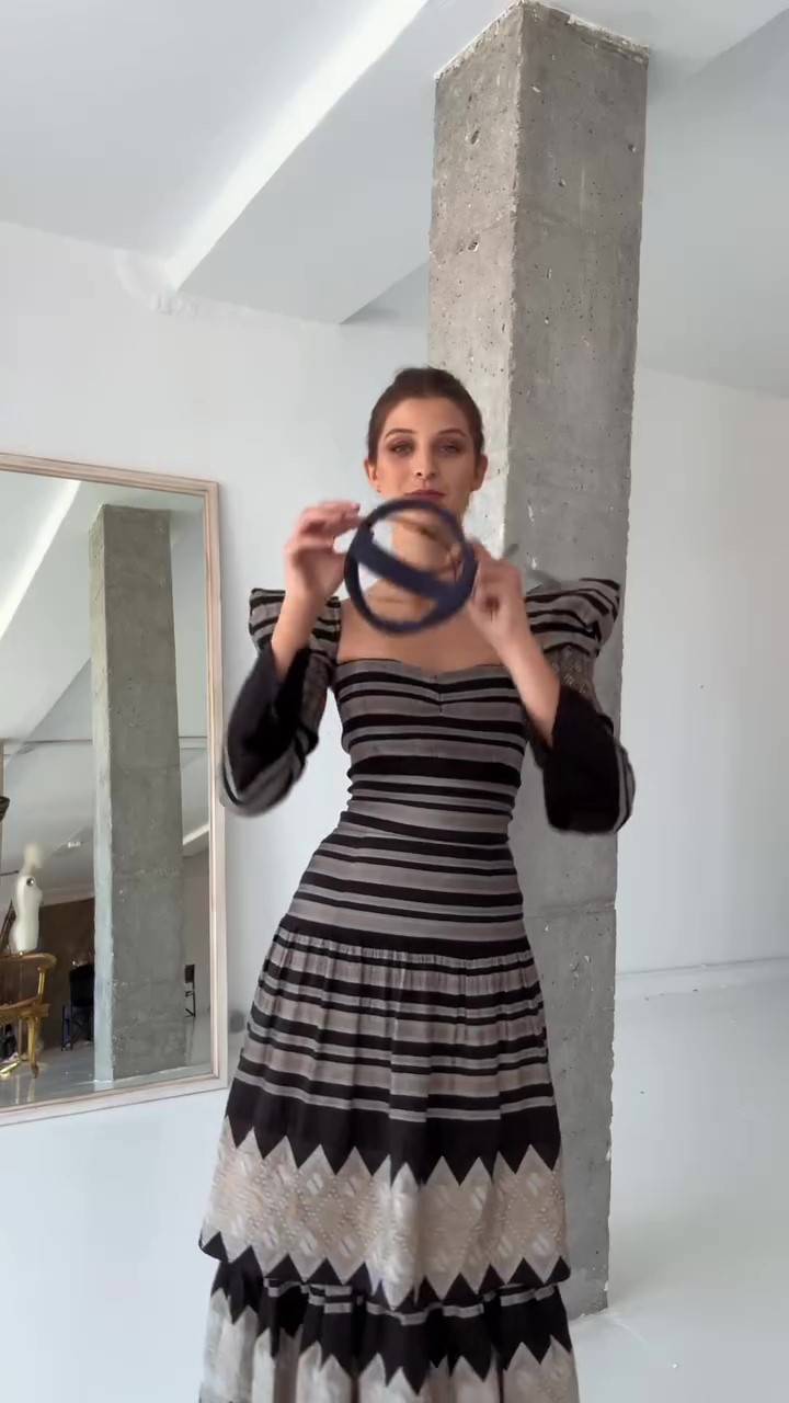 Designer striped midi dress