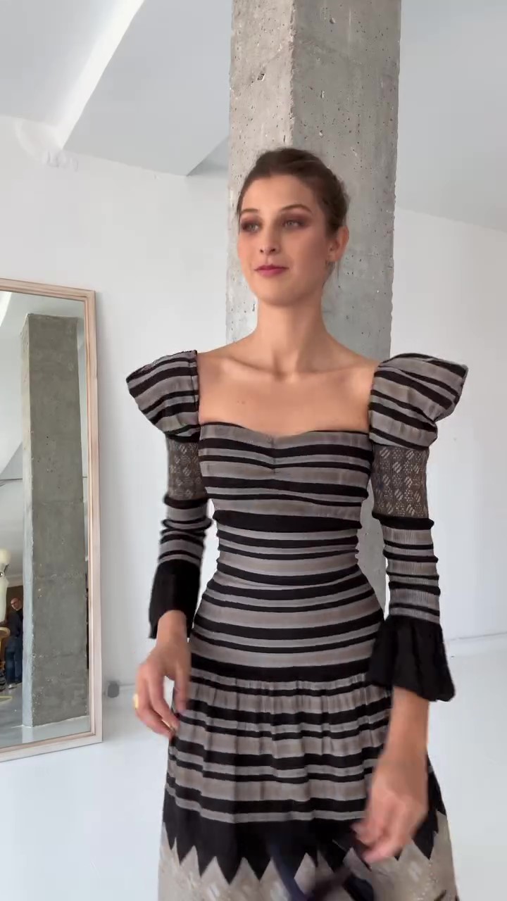 Designer striped midi dress