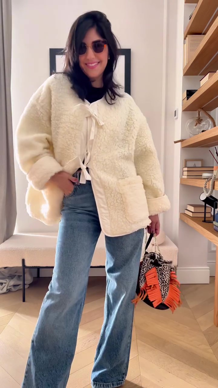 Designer white fur winter coat