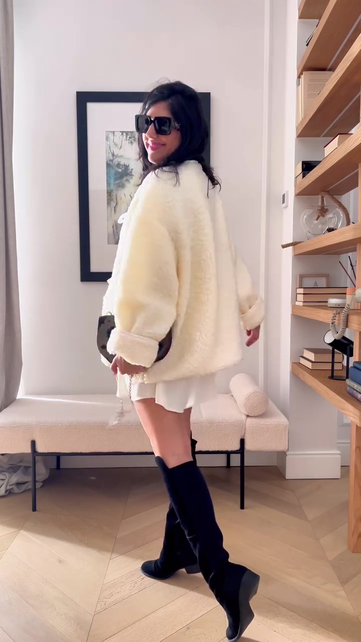 Designer white fur winter coat