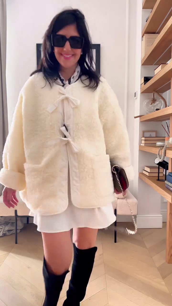 Designer white fur winter coat