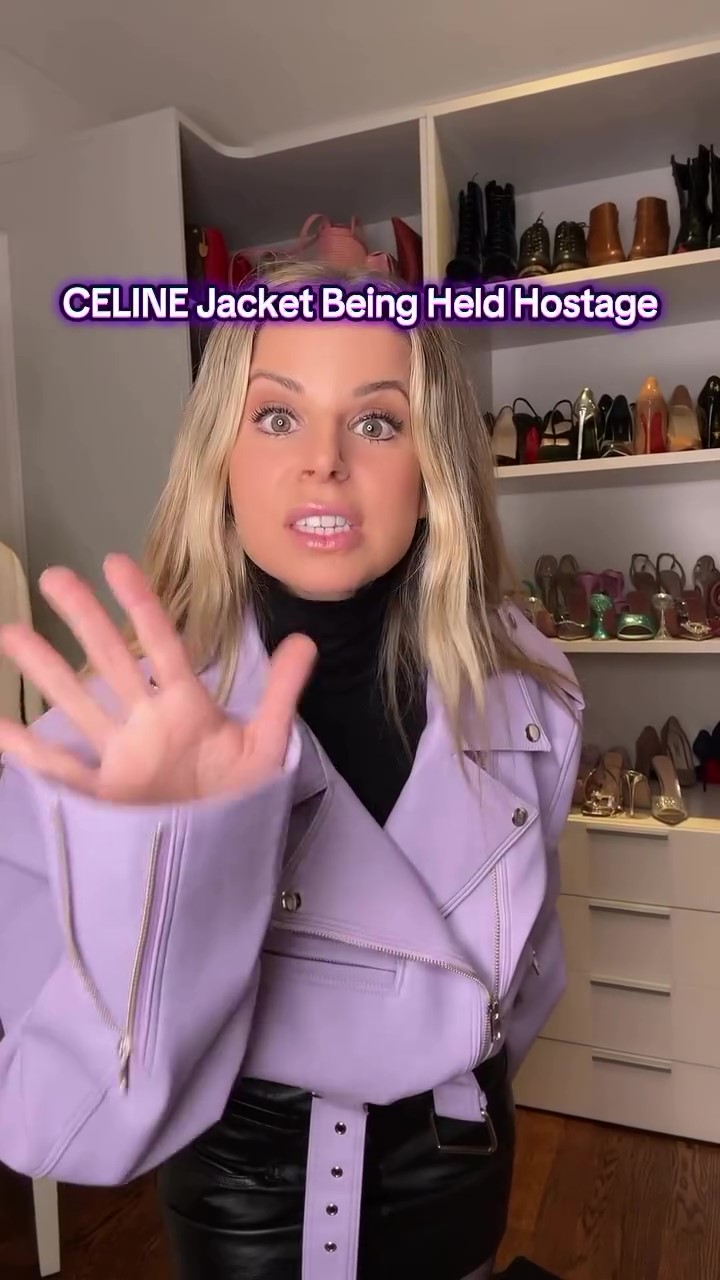 Oversized short leather jacket