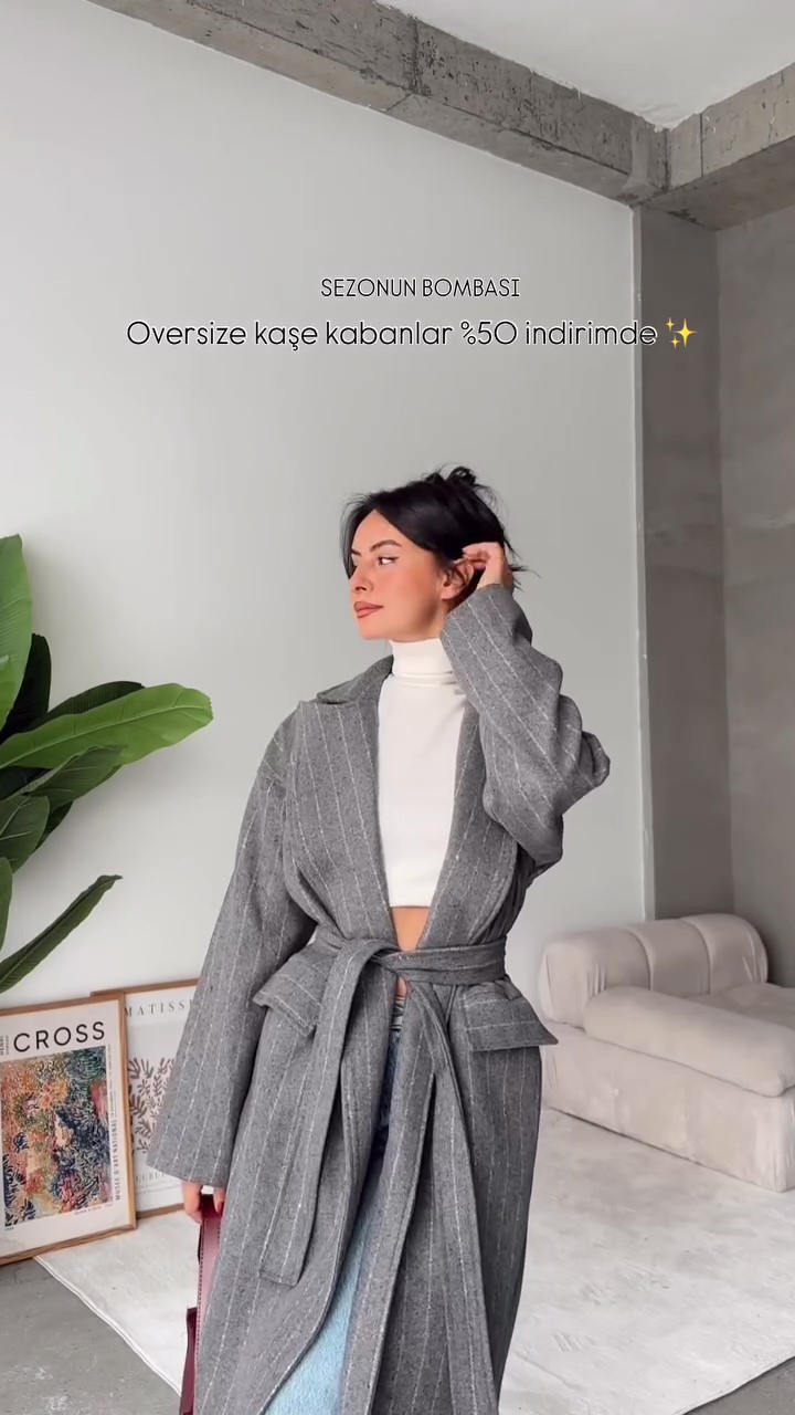 Designer classic striped winter coat