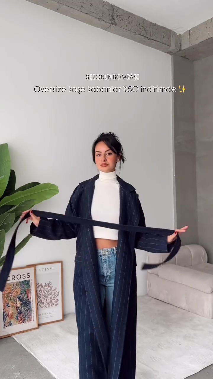 Designer classic striped winter coat