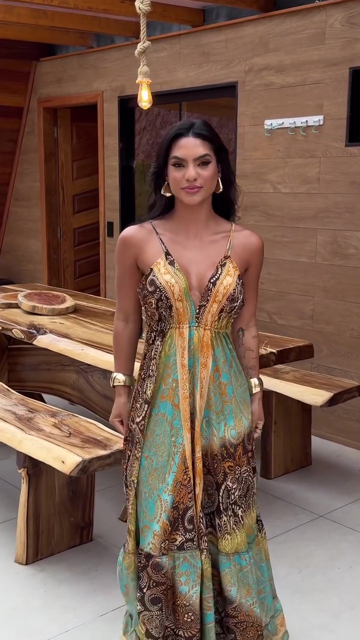 Beach Bohemian Deep V Maxi Dress