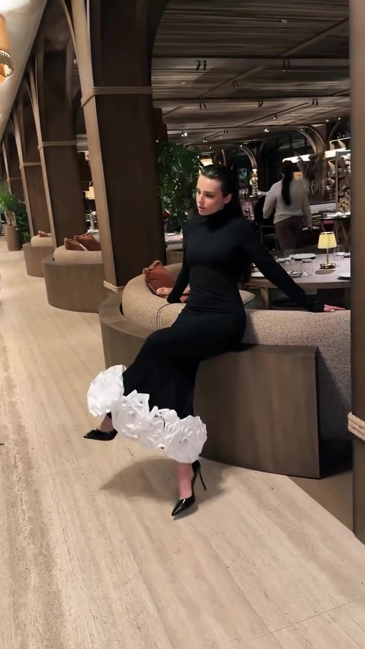 Three-dimensional flower little black dress