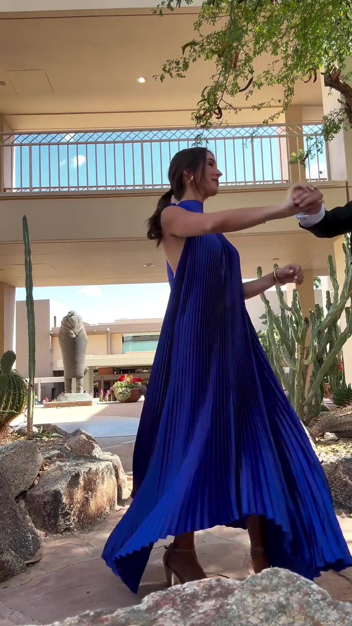 Velvet pleated maxi opera gown