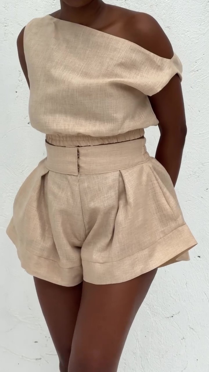Unique linen shorts set